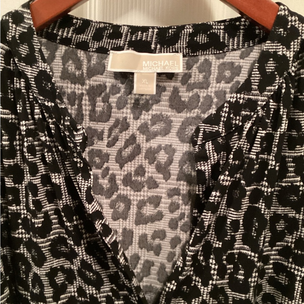 Michael Kors Black and White Animal Print Top Dress